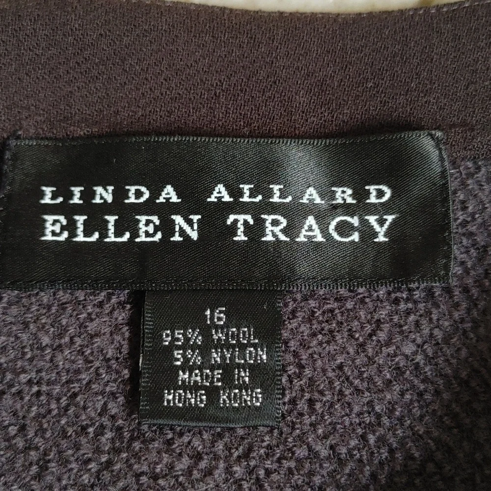 Vintage Linda Allard Ellen Tracy Wool Crop Sweater in Eggplant XL